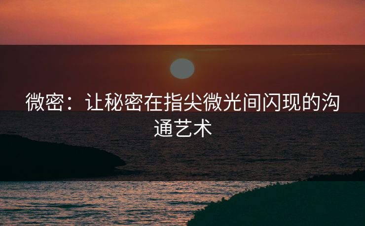 微密：让秘密在指尖微光间闪现的沟通艺术