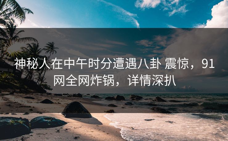 神秘人在中午时分遭遇八卦 震惊，91网全网炸锅，详情深扒